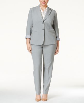 Tahari ASL Plus Size Two-Button Pantsuit - Wear to Work - Women - Macy's