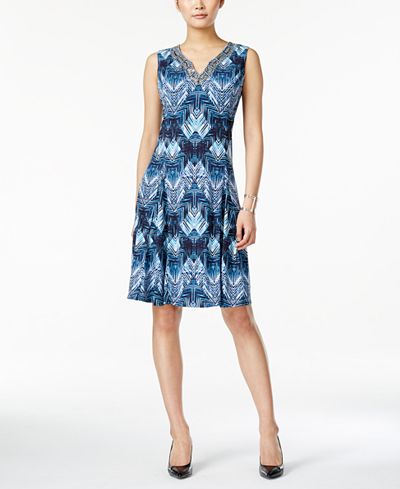 jm sleeveless printed dress macy
