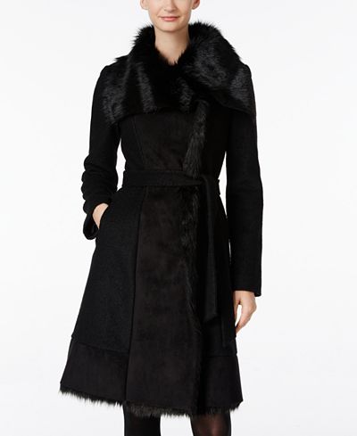 Vince Camuto Faux-Fur-Trim Walker Coat - Coats - Women - Macy's