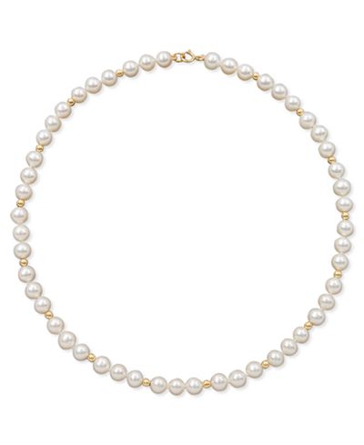 Pearl Necklace, Children's 14k Gold Cultured Freshwater Pearl Strand ...