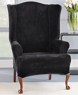 Sure Fit Stretch Plush 1 Piece Wing Chair Slipcover