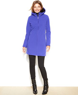 Calvin Klein Hooded Soft Shell Raincoat - Coats - Women - Macy's