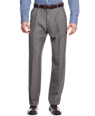 Haggar Microfiber Performance Classic-Fit Pleated Dress Pants, Only at ...