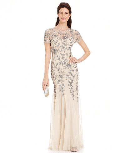 Adrianna Papell Petite Embellished Empire-Waist Gown - Dresses - Women ...
