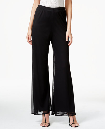 pants dress wide leg petite chiffon msk mesh