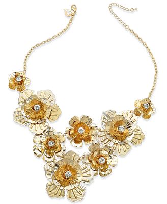 Thalia Sodi Gold-Tone Crystal Flower Bib Necklace, Only at Macy's ...