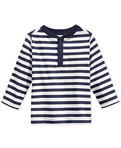 First Impressions Baby Boys' Long-Sleeve Striped Henley T-Shirt, Only ...