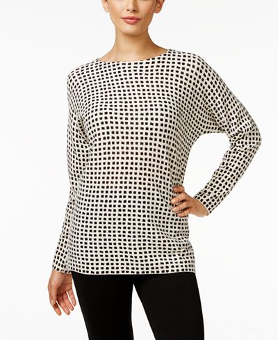 Charter Club Cashmere Grid-Print Sweater, Only at Macy's - Sweaters ...