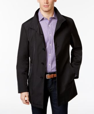 CALVIN KLEIN MEN'S SLIM FIT BLACK SOLID RAINCOAT